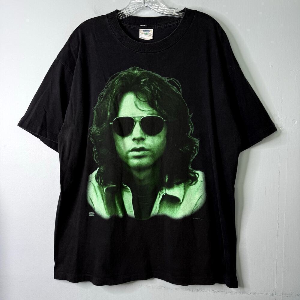 Vintage Jim Morrison Portrait The Doors Single Stitch Black Green T-Shirt Sz XL